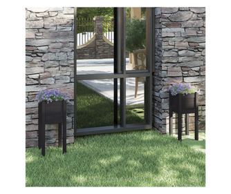 Vrtne žardinjere 2 kom. crne 31x31x70 cm masivno borovo drvo