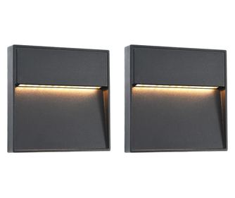 Lămpi de perete LED de exterior, 2 buc., negru, 3 W, pătrat