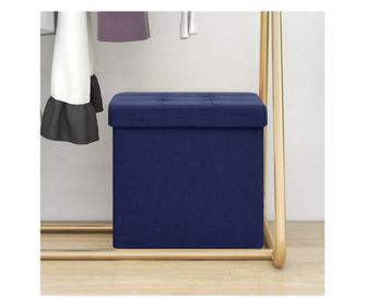 Сгъваема табуретка за съхранение, синя, имитация на плат