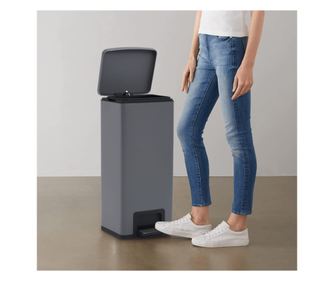Koš za smeće s pedalom protiv otisaka prstiju, sivi, 30L, nehrđajući čelik
