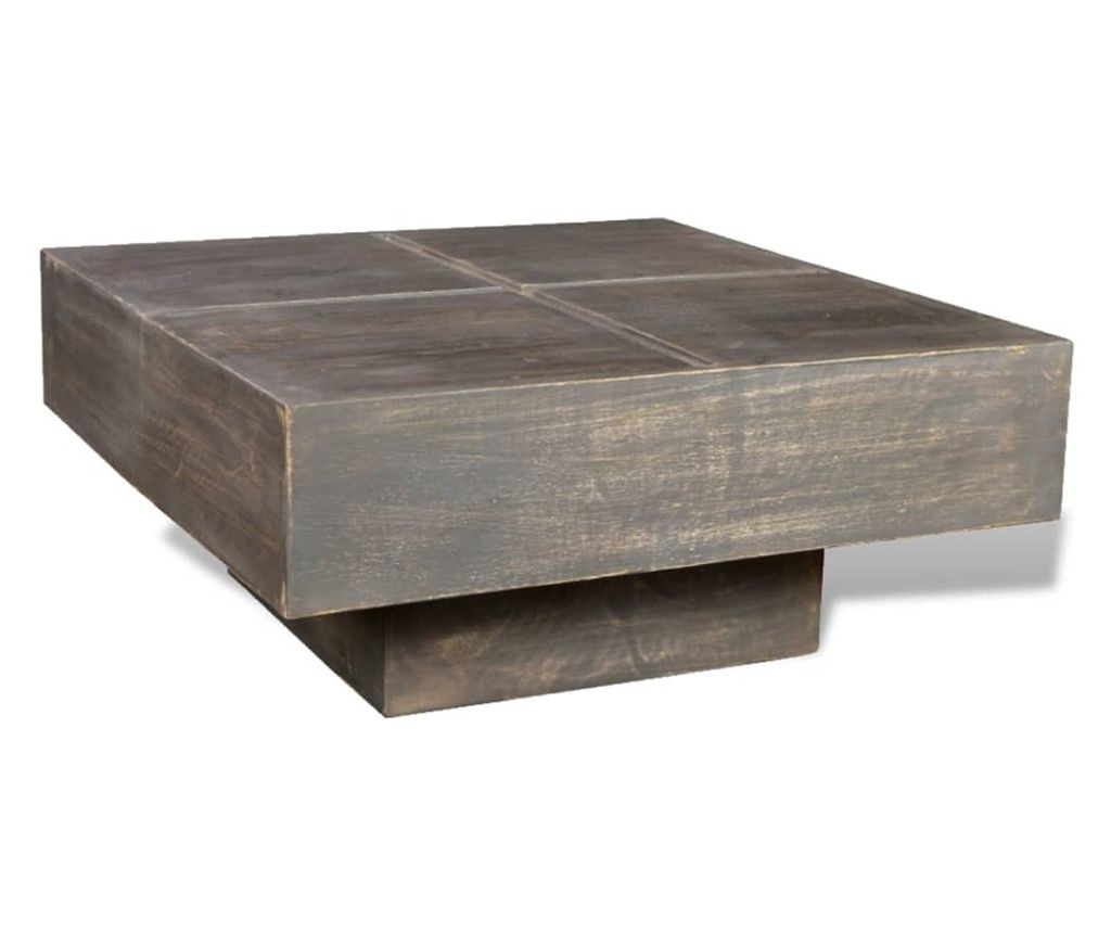 Τραπεζάκι σαλονιού τετράγωνο, σκούρο καφέ, από μασίφ ξύλο μάνγκο