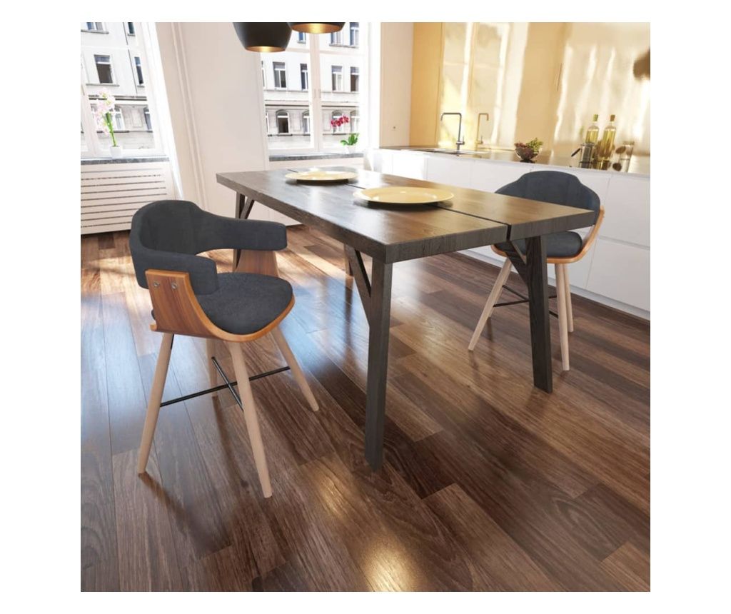 Konyhaszkek, 2 db., sttszrke, velt fa s textil