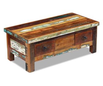 Stolić za kavu s ladicama, 90x45x35 cm, reciklirano masivno drvo