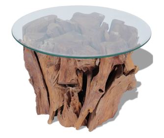 Stolić za kavu, 60 cm, masivno tikovo drvo erodirano