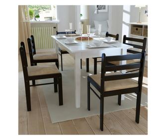 Kuhinjske stolice, 6 kom., smeđe, masivno drvo hevea i baršun