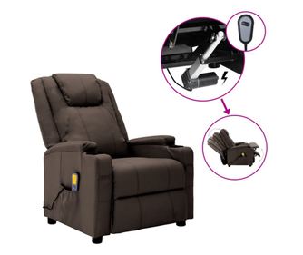 Електрически релаксиращ фотьойл, кафяв, еко кожа