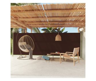 Αναδιπλούμενο πλαϊνό σκίαστρο βεράντας, καφέ, 180x600 εκ.