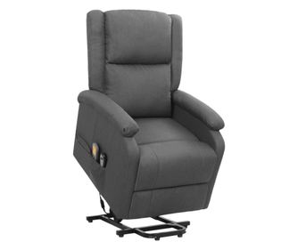 Fotelj za masažo, vertikalno zložljiv, temno siva, tekstilni material