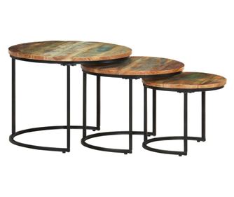Stolovi za slaganje, 3 kom., reciklirano masivno drvo