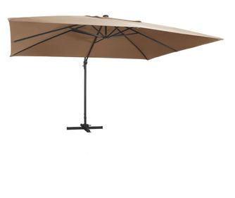 Konzolni suncobran LED i aluminijski stup 400x300 cm smeđesivi