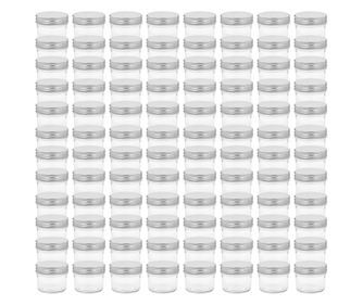 Stekleni kozarci s srebrnimi pokrovi 96 kosov 110 ml