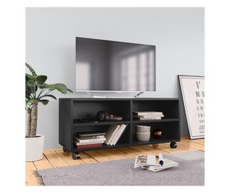 TV komoda s kotačima, crna, 90x35x35, iverica