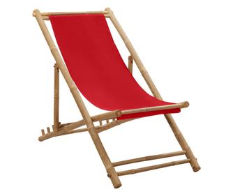 Sklopiva stolica, crvena, bambus i platno