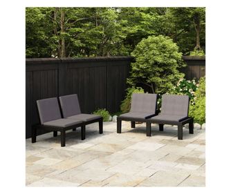 Kt darab szrke manyag kerti pad prnkkal