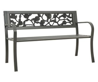 Bancă de grădină, gri, 125 cm, oțel