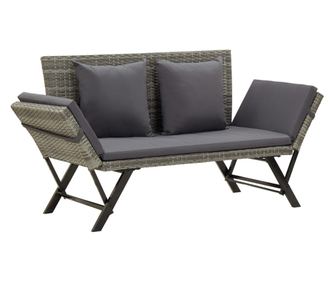 Vrtna klop s blazinami, siva, 176 cm, poliratan