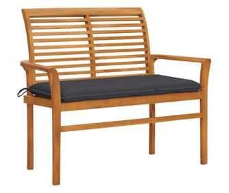 Vrtna klupa s jastukom antracit, 112 cm, masivno tikovo drvo