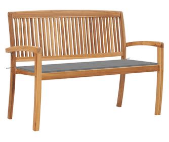 Stogljiva vrtna klupa s jastukom, 128,5 cm, masivno tikovo drvo