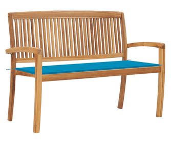 Stogljiva vrtna klupa s jastukom, 128,5 cm, masivno tikovo drvo