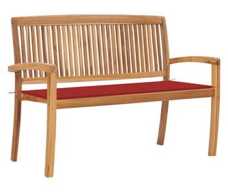 Stogljiva vrtna klupa s jastukom, 128,5 cm, masivno tikovo drvo