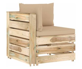 Modularni kutni kauč s jastucima, tretirano drvo zelene boje