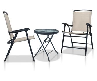 Bistro set namještaja, krem, 3 dijela, čelik