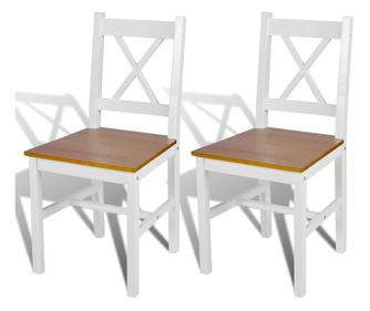 Kuhinjske stolice, 2 kom., bijele, borovo drvo