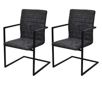 Kuhinjske stolice, 2 kom., crne, umjetna koža