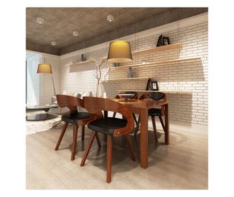 Stolice za kuhinju 4 kom., smeđe, savijeno drvo i ekološka koža