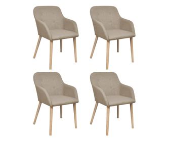 Stolice za blagovaonicu, 4 kom, bež, tkanina i masivno hrastovo drvo