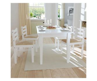 Kuhinjske stolice, 4 kom., bijele, masivno drvo hevea i baršun