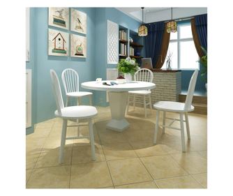 Kuhinjske stolice, 4 kom., bijele, masivno drvo hevea