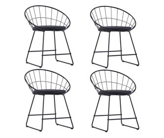 Kuhinjske stolice, sjedalo od ekološke kože, 4 kom, crne, čelik