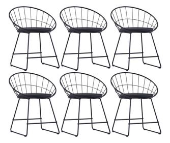 Kuhinjske stolice, sjedalo od umjetne kože, 6 kom. crne, čelik