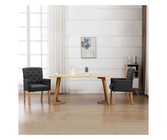 Kuhinjska stolica s naslonima za ruke, siva, tekstilni materijal