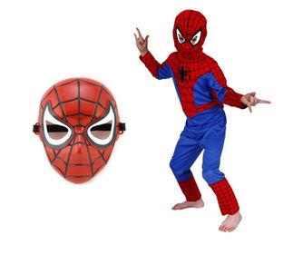 Első Spiderman IdeallStore® jelmezkészlet gyerekeknek, 100% poliészter, 100-110 cm és műanyag maszk