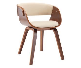 Jedilni stol krem ukrivljen les in umetno usnje