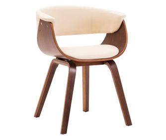 Jedilni stol krem ukrivljen les in umetno usnje