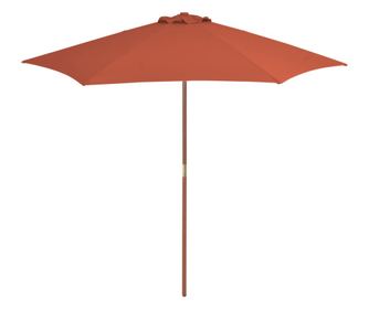 Vanjski suncobran, drveni stup, ciglasta boja, 270 cm