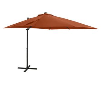 Konzolni suncobran sa šipkom i LED svjetlima 250 cm terakota