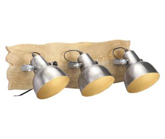 Industrijska zidna svjetiljka srebrna 68x23 cm mango drvo E27