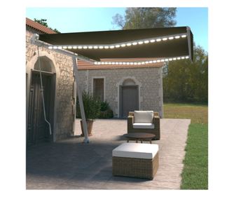 Сгъваема ръчна тента с LED, антрацит, 400x350 см