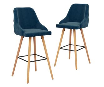 Barski stolci 2 kom plavi baršunasti