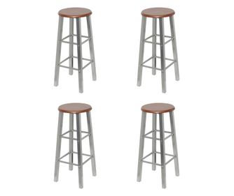 Barski stolci 4 kom srebrno-smeđi MDF