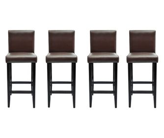 Barski stolčki 4 kosi temno rjavo umetno usnje