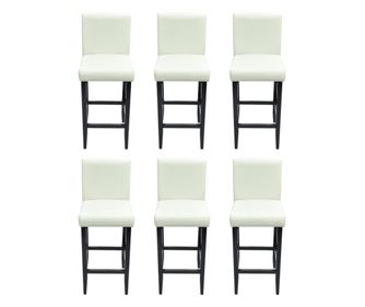 Barski stolčki 6 kosov belo umetno usnje