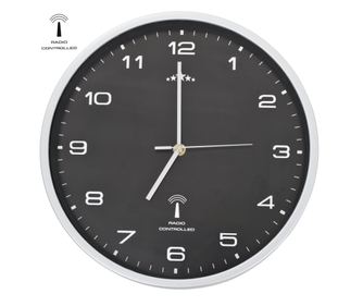Radijski upravljan zidni sat s kvarcnim mehanizmom 31 cm crni