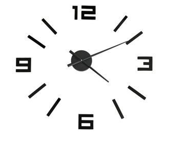 325156 3D Wall Clock Modern Design Black 100 cm XXL