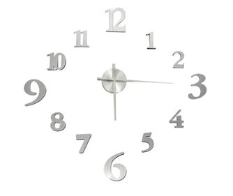 3D nástěnné hodiny moderní design stříbrné 100 cm XXL