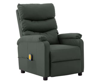 Naslonjač za masažu s nagibom, siva, eko koža